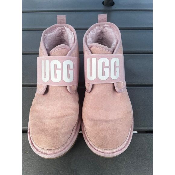 UGG Neumel Graphic Women Pink Suede Shearling Lined Ankle Boots Size 9 - Picture 1 of 9